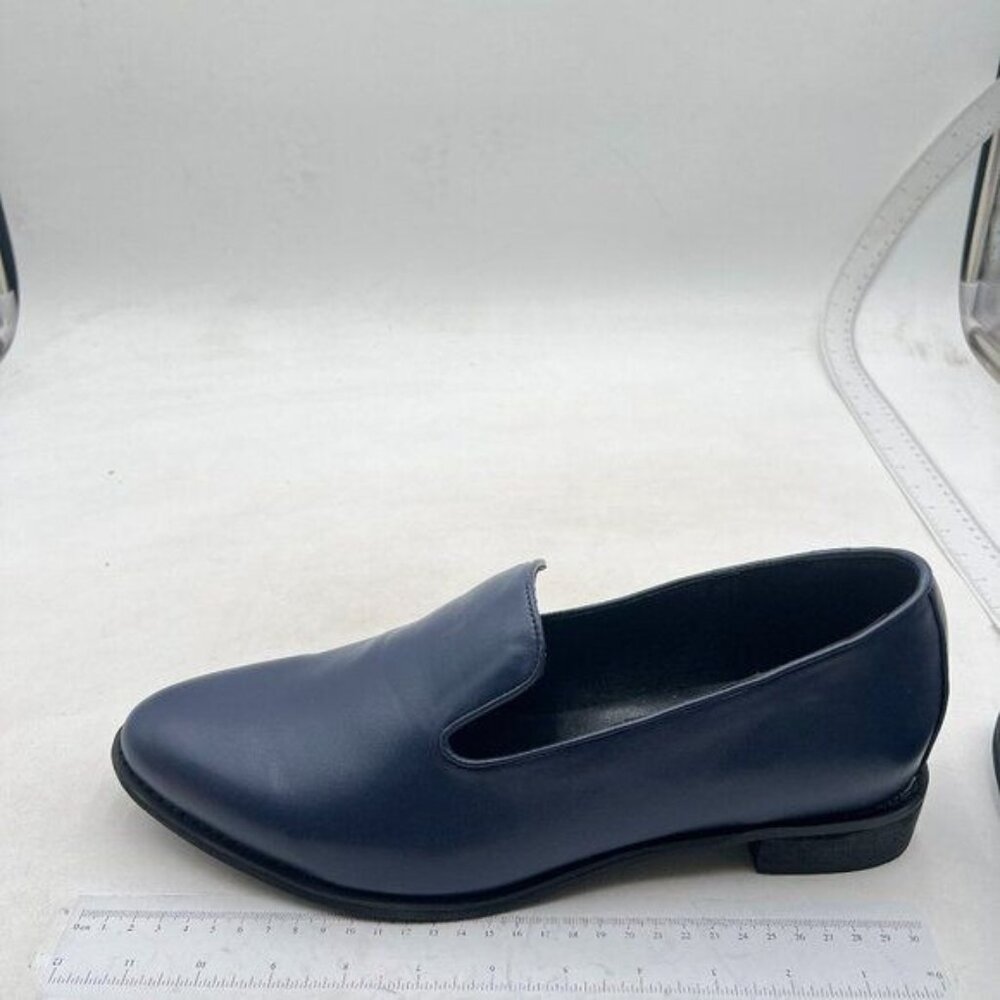 V Cut Loafer Flats for Women Slip on Ballet Flat Round Toe Loafers Low Heel Blue